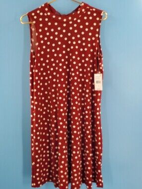 NWT Robbie Bee Rust and Ivory polka dot dress L